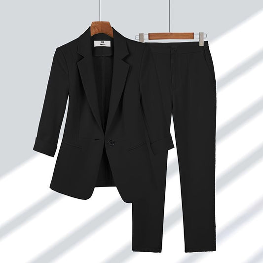 Elegant - Büro Stil Blazer Jacke Weite Breite Hose Ensemble
