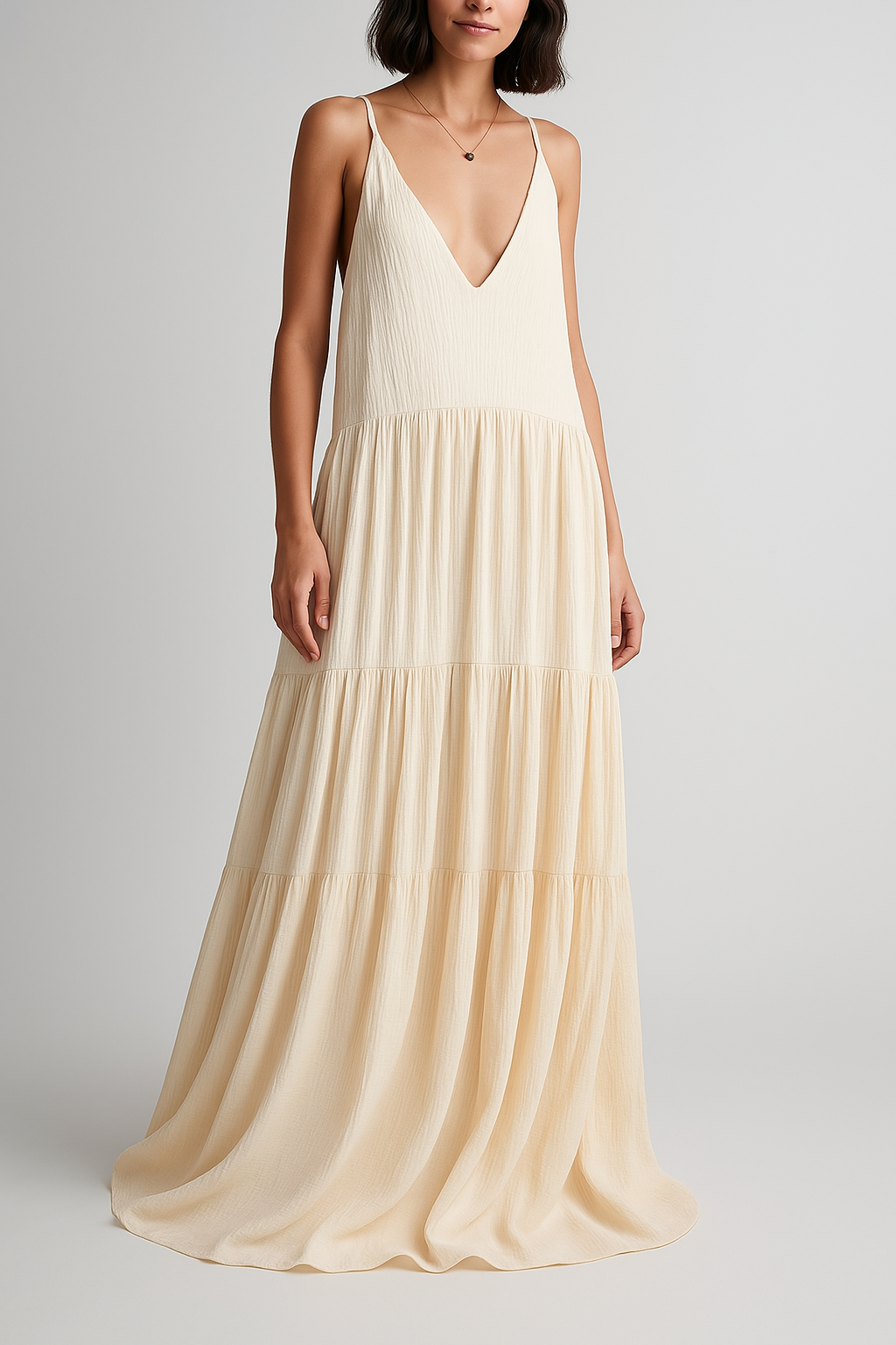 Sommertraum Zum Anziehen – Langes Kleid Mit Tiefem Dekolleté Und Urlaubsstimmung