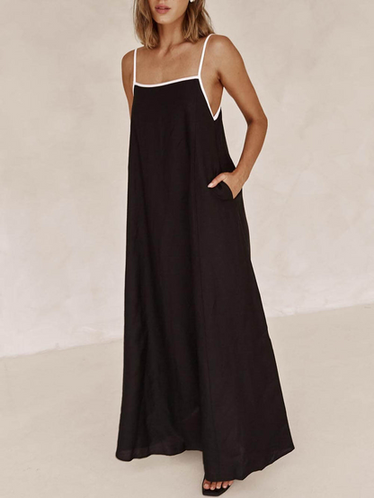 Sommerliches Trägerkleid Mit Stilvollem Kontrast – Klassisch Und Luftig Zugleich
