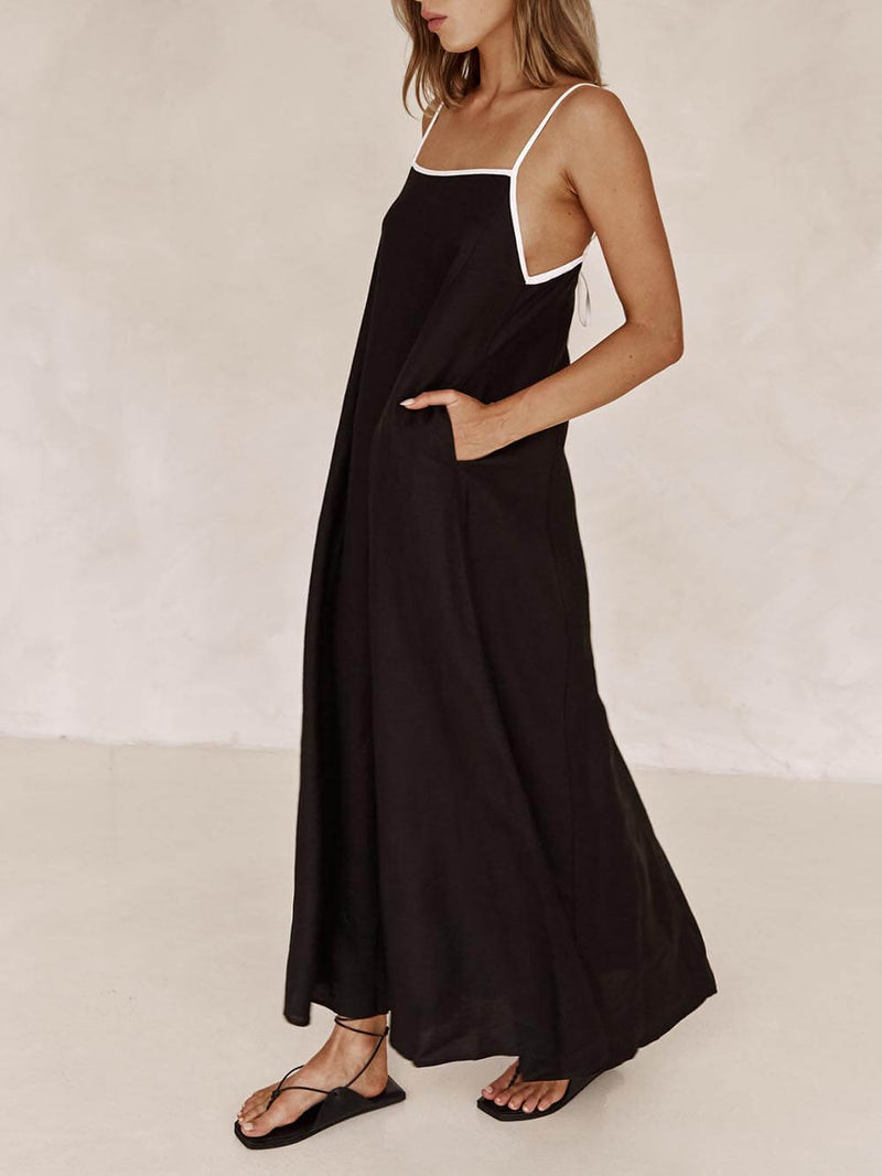 Sommerliches Trägerkleid Mit Stilvollem Kontrast – Klassisch Und Luftig Zugleich