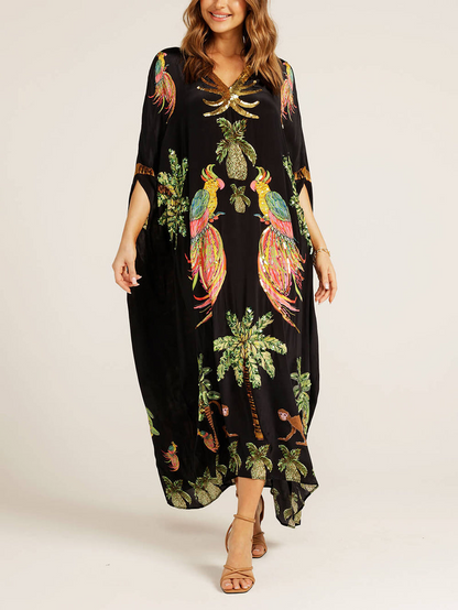 Luftiges Sommerkleid Mit Tropischem Flair Und Palmenprint – Perfekt Für Sonnige Strandtage