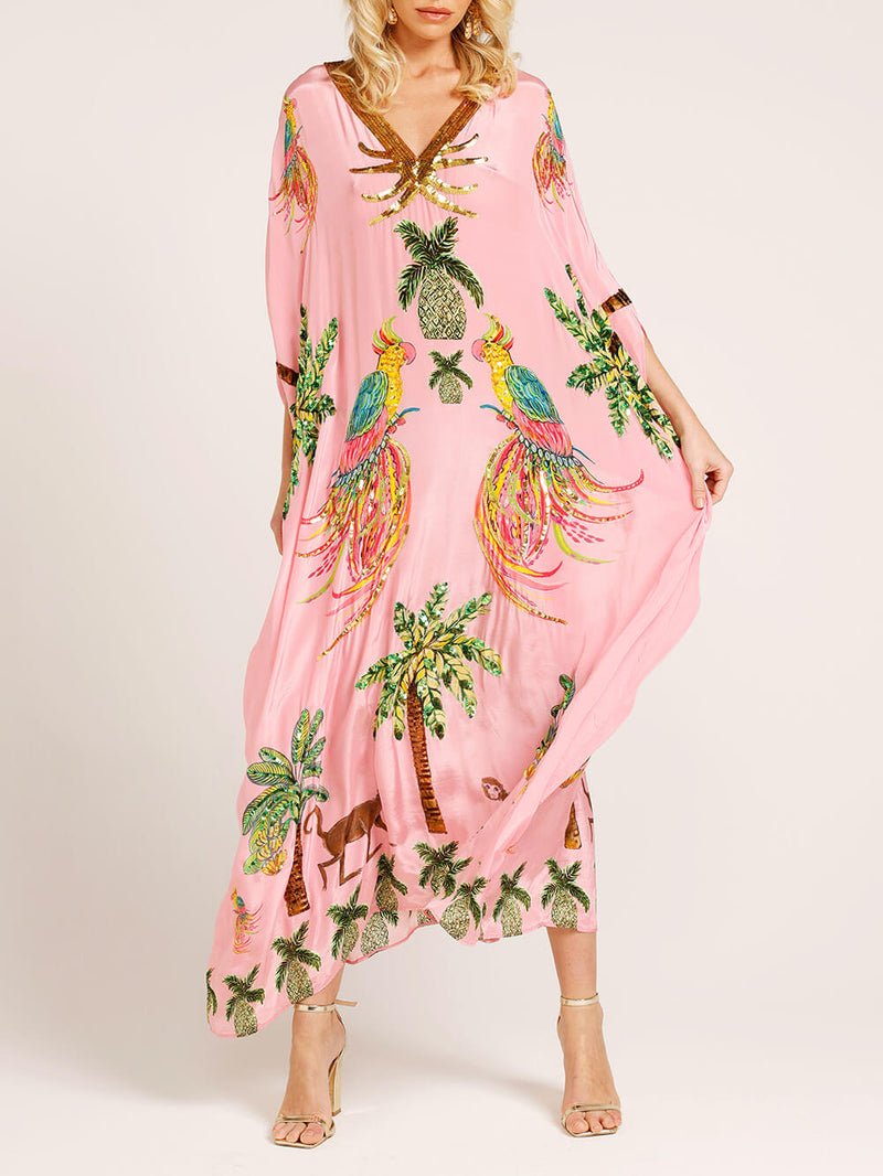 Luftiges Sommerkleid Mit Tropischem Flair Und Palmenprint – Perfekt Für Sonnige Strandtage
