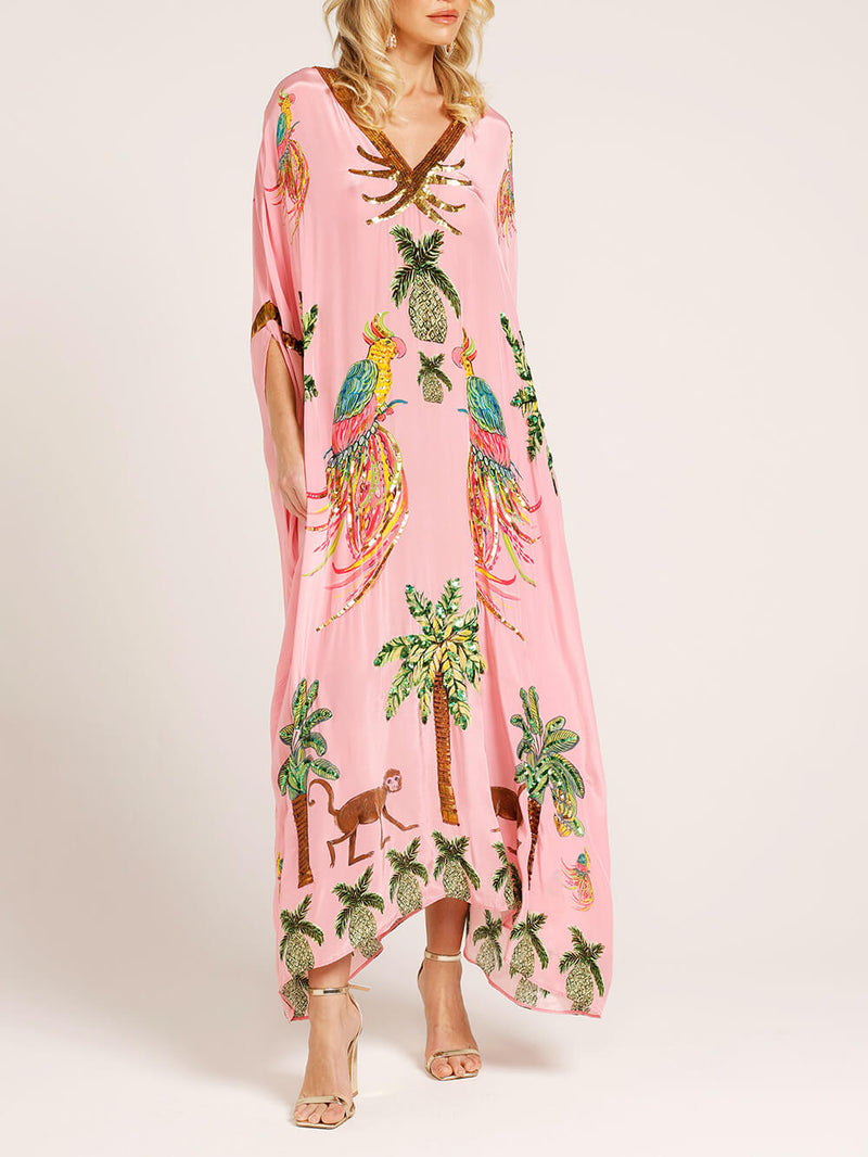 Luftiges Sommerkleid Mit Tropischem Flair Und Palmenprint – Perfekt Für Sonnige Strandtage