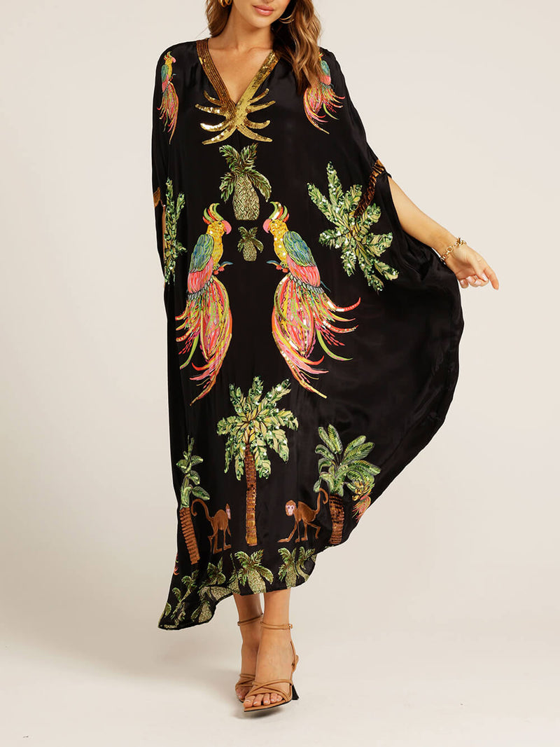 Luftiges Sommerkleid Mit Tropischem Flair Und Palmenprint – Perfekt Für Sonnige Strandtage
